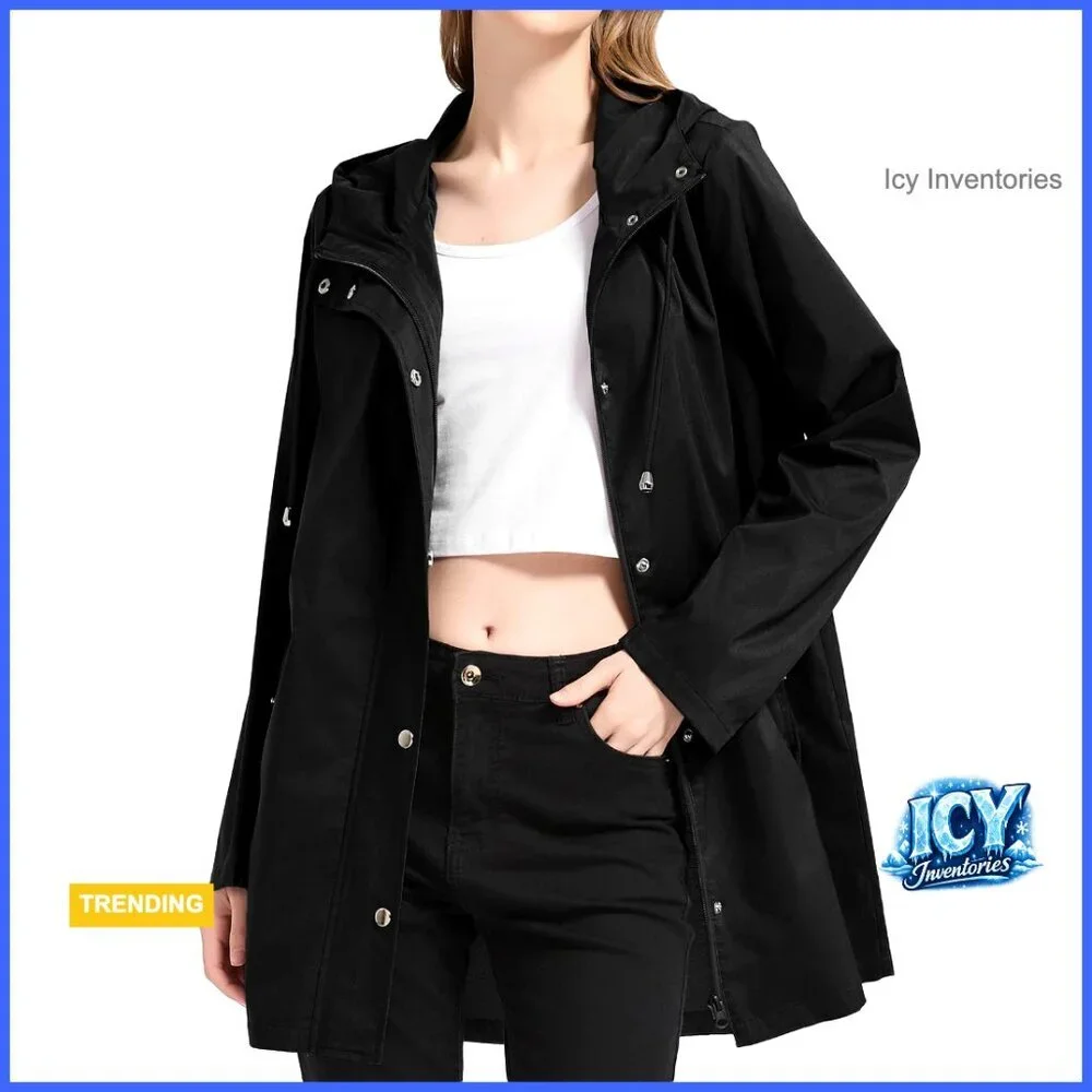 Lightweight Waterproof Rain Jacket Women Packable Hooded Windbreaker
